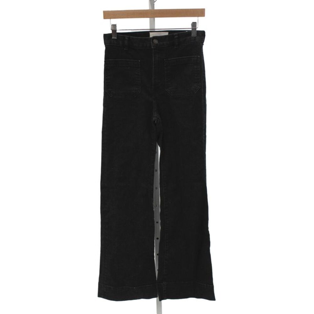 Jeanerica Women Flared Jeans Black High Waist Cotton Blend 32in Inseam Size 25